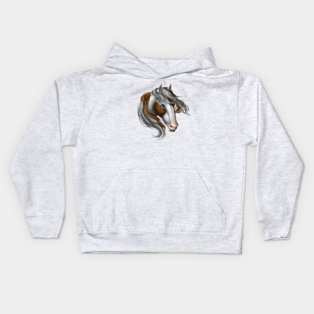 Horse Head - Brown Paint Kids Hoodie by FalconArt